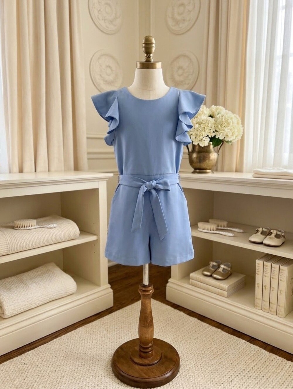 gb Girls Blue Flutter Sleeve Romper Size 14